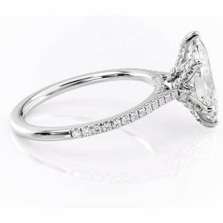 Inel de logodnă Tove din aur Alb 14kt cu moissanite tăietură marquise – Montură pavé rafinată pentru profil înalt | Personalizează și configurează gratuit online [1]