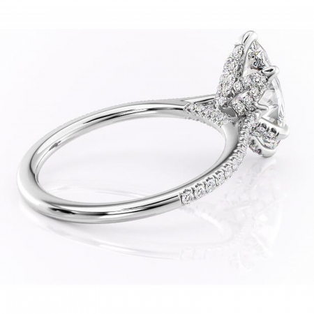 Inel de logodnă Tove din aur Alb 14kt cu moissanite tăietură marquise – Montură pavé rafinată pentru profil înalt | Personalizează și configurează gratuit online [2]