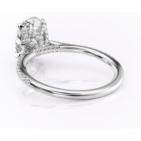 Inel de logodnă Tove din aur Alb 14kt cu moissanite tăietură ovală – Montură pavé rafinată pentru profil înalt | Personalizează și configurează gratuit online [3]