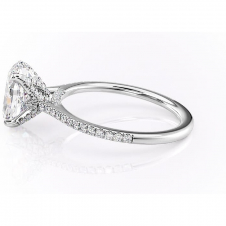 Inel de logodnă Tove din aur Alb 14kt cu moissanite tăietură ovală – Montură pavé rafinată pentru profil înalt | Personalizează și configurează gratuit online [5]