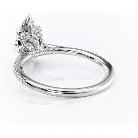 Inel de logodnă Tove din aur Alb 14kt cu moissanite tăietură pară – Montură pavé rafinată pentru profil înalt | Personalizează și configurează gratuit online [3]