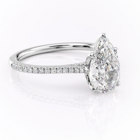 Pară - Inel de logodnă Tove din aur Alb 14kt cu moissanite tăietură pară – Montură pavé rafinată pentru profil înalt | Personalizează și configurează gratuit online