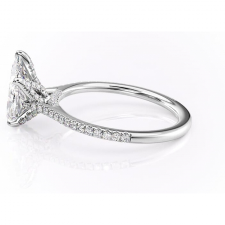 Inel de logodnă Tove din aur Alb 14kt cu moissanite tăietură pară – Montură pavé rafinată pentru profil înalt | Personalizează și configurează gratuit online [5]