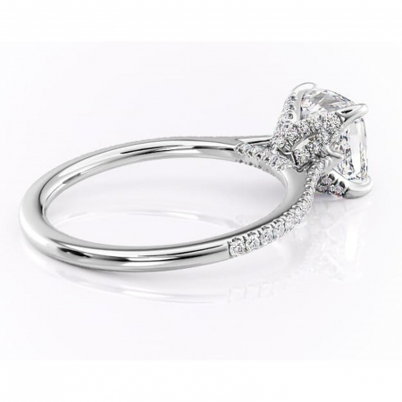 Inel de logodnă Tove din aur Alb 14kt cu moissanite tăietură pernă – Montură pavé rafinată pentru profil înalt | Personalizează și configurează gratuit online [2]