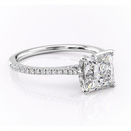 Princess - Inel de logodnă Tove din aur Alb 14kt cu moissanite tăietură princess – Montură pavé rafinată pentru profil înalt | Personalizează și configurează gratuit online