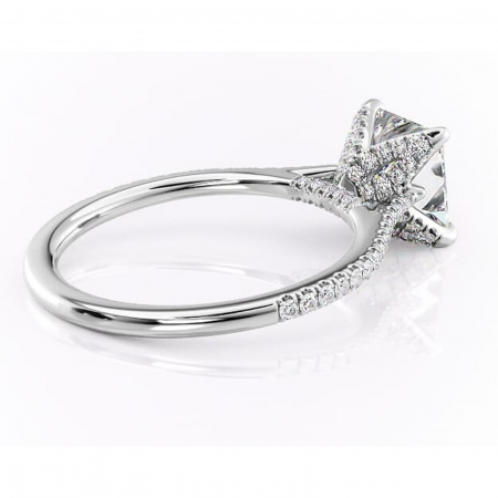 Inel de logodnă Tove din aur Alb 14kt cu moissanite tăietură princess – Montură pavé rafinată pentru profil înalt | Personalizează și configurează gratuit online [2]