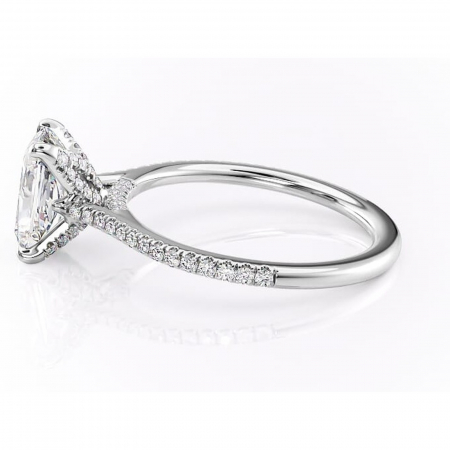 Inel de logodnă Tove din aur Alb 14kt cu moissanite tăietură radiantă – Montură pavé rafinată pentru profil înalt | Personalizează și configurează gratuit online [5]