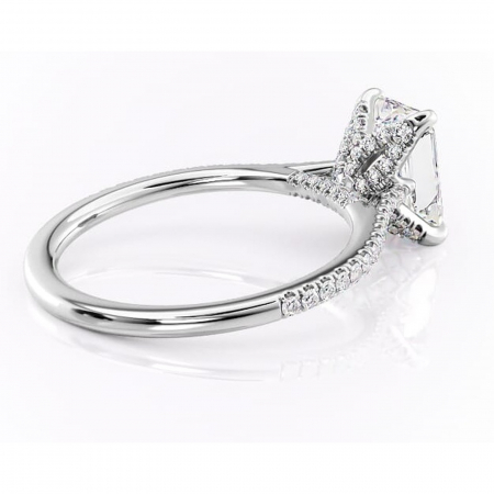 Inel de logodnă Tove din aur Alb 14kt cu moissanite tăietură radiantă – Montură pavé rafinată pentru profil înalt | Personalizează și configurează gratuit online [2]