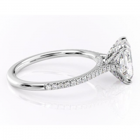 Inel de logodnă Tove din aur Alb 14kt cu moissanite tăietură radiantă – Montură pavé rafinată pentru profil înalt | Personalizează și configurează gratuit online [1]