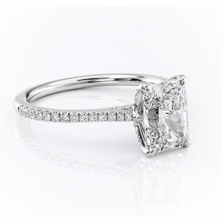 Radiantă - Inel de logodnă Tove din aur Alb 14kt cu moissanite tăietură radiantă – Montură pavé rafinată pentru profil înalt | Personalizează și configurează gratuit online