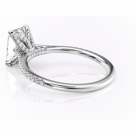 Inel de logodnă Tove din aur Alb 14kt cu moissanite tăietură radiantă – Montură pavé rafinată pentru profil înalt | Personalizează și configurează gratuit online [4]