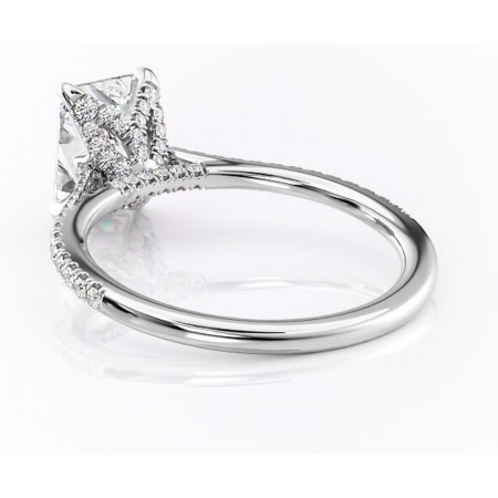 Inel de logodnă Tove din aur Alb 14kt cu moissanite tăietură radiantă – Montură pavé rafinată pentru profil înalt | Personalizează și configurează gratuit online [3]