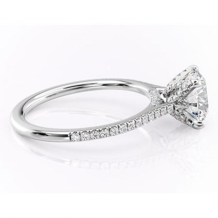 Inel de logodnă Tove din aur Alb 14kt cu moissanite tăietură rotundă – Montură pavé rafinată pentru profil înalt | Personalizează și configurează gratuit online [1]