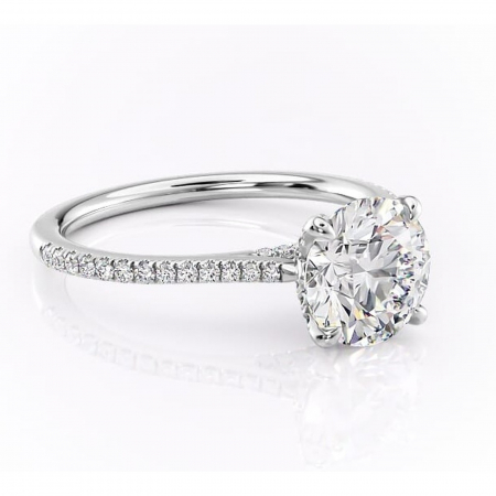 Accent - Inel de logodnă Tove din aur Alb 14kt cu moissanite tăietură rotundă – Montură pavé rafinată pentru profil înalt | Personalizează și configurează gratuit online