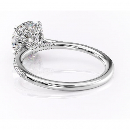 Inel de logodnă Tove din aur Alb 14kt cu moissanite tăietură rotundă – Montură pavé rafinată pentru profil înalt | Personalizează și configurează gratuit online [3]