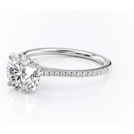 Inel de logodnă Tove din aur Alb 14kt cu moissanite tăietură rotundă – Montură pavé rafinată pentru profil înalt | Personalizează și configurează gratuit online [6]