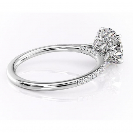 Inel de logodnă Tove din aur Alb 14kt cu moissanite tăietură rotundă – Montură pavé rafinată pentru profil înalt | Personalizează și configurează gratuit online [2]