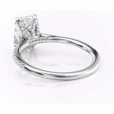 Inel de logodnă Tove din aur Alb 14kt cu moissanite tăietură smarald – Montură pavé rafinată pentru profil înalt | Personalizează și configurează gratuit online [3]