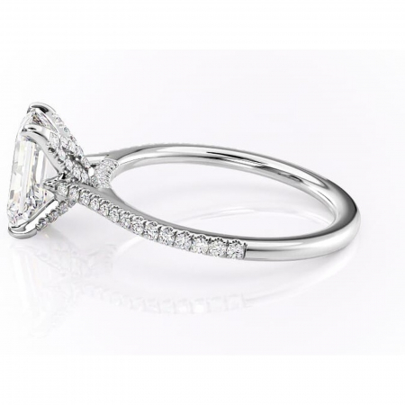 Inel de logodnă Tove din aur Alb 14kt cu moissanite tăietură smarald – Montură pavé rafinată pentru profil înalt | Personalizează și configurează gratuit online [5]