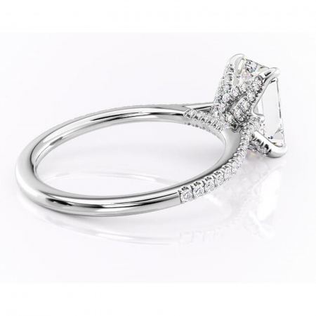 Inel de logodnă Tove din aur Alb 14kt cu moissanite tăietură smarald – Montură pavé rafinată pentru profil înalt | Personalizează și configurează gratuit online [2]