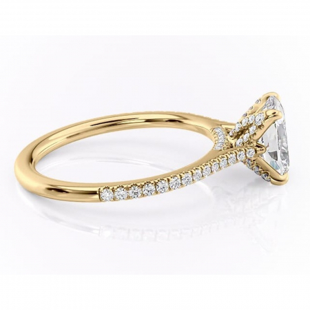 Inel de logodnă Tove din aur Galben 14kt cu moissanite tăietură pernă – Montură pavé rafinată pentru profil înalt | Personalizează și configurează gratuit online [1]