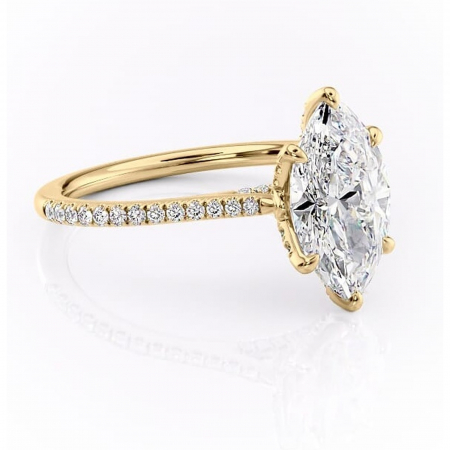 Aur galben - Inel de logodnă Tove din aur Galben 18kt cu moissanite tăietură marquise – Montură pavé rafinată pentru profil înalt | Personalizează și configurează gratuit online