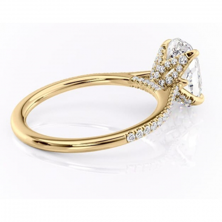 Inel de logodnă Tove din aur Galben 18kt cu moissanite tăietură ovală – Montură pavé rafinată pentru profil înalt | Personalizează și configurează gratuit online [2]