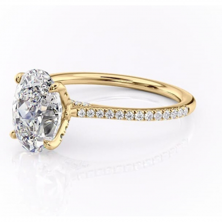 Inel de logodnă Tove din aur Galben 18kt cu moissanite tăietură ovală – Montură pavé rafinată pentru profil înalt | Personalizează și configurează gratuit online [6]