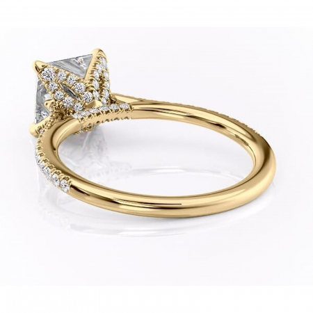 Inel de logodnă Tove din aur Galben 14kt cu moissanite tăietură princess – Montură pavé rafinată pentru profil înalt | Personalizează și configurează gratuit online [3]