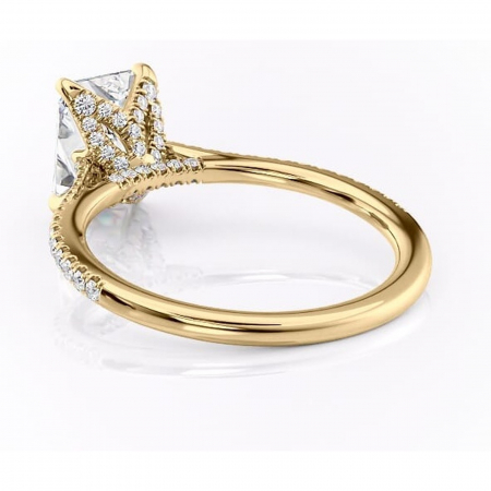 Inel de logodnă Tove din aur Galben 14kt cu moissanite tăietură radiantă – Montură pavé rafinată pentru profil înalt | Personalizează și configurează gratuit online [3]