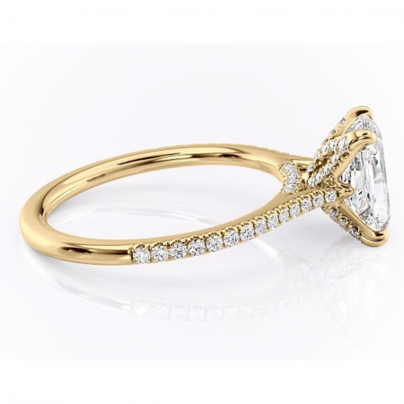 Inel de logodnă Tove din aur Galben 14kt cu moissanite tăietură radiantă – Montură pavé rafinată pentru profil înalt | Personalizează și configurează gratuit online [1]
