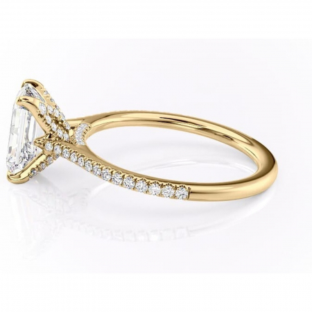 Inel de logodnă Tove din aur Galben 14kt cu moissanite tăietură smarald – Montură pavé rafinată pentru profil înalt | Personalizează și configurează gratuit online [5]