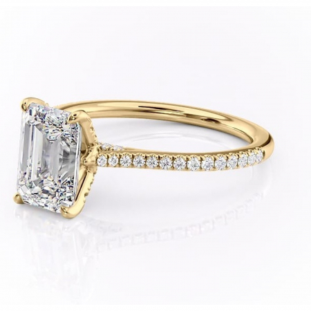 Inel de logodnă Tove din aur Galben 14kt cu moissanite tăietură smarald – Montură pavé rafinată pentru profil înalt | Personalizează și configurează gratuit online [6]