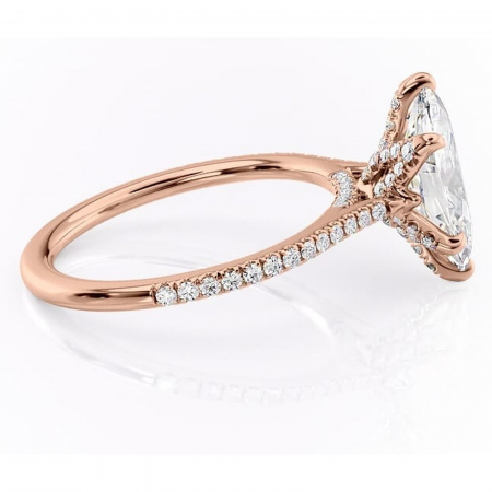 Inel de logodnă Tove din aur Rose 14kt cu moissanite tăietură marquise – Montură pavé rafinată pentru profil înalt | Personalizează și configurează gratuit online [1]