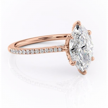 Marquise - Inel de logodnă Tove din aur Rose 18kt cu moissanite tăietură marquise – Montură pavé rafinată pentru profil înalt | Personalizează și configurează gratuit online