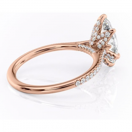 Inel de logodnă Tove din aur Rose 14kt cu moissanite tăietură marquise – Montură pavé rafinată pentru profil înalt | Personalizează și configurează gratuit online [2]
