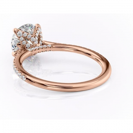 Inel de logodnă Tove din aur Rose 14kt cu moissanite tăietură rotundă – Montură pavé rafinată pentru profil înalt | Personalizează și configurează gratuit online [3]
