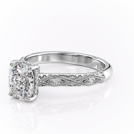 Inel de logodnă Vespera din aur Alb 14kt cu moissanite tăietură asscher – Pietre laterale rafinată pentru profil înalt | Personalizează și configurează gratuit online [6]