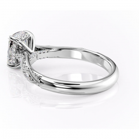 Inel de logodnă Vespera din aur Alb 14kt cu moissanite tăietură asscher – Pietre laterale rafinată pentru profil înalt | Personalizează și configurează gratuit online [4]