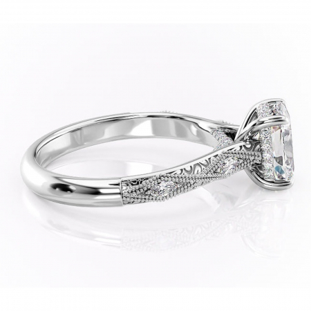 Inel de logodnă Vespera din aur Alb 14kt cu moissanite tăietură asscher – Pietre laterale rafinată pentru profil înalt | Personalizează și configurează gratuit online [1]