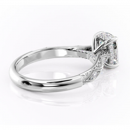 Inel de logodnă Vespera din aur Alb 14kt cu moissanite tăietură asscher – Pietre laterale rafinată pentru profil înalt | Personalizează și configurează gratuit online [2]