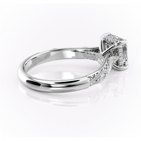 Inel de logodnă Vespera din aur Alb 14kt cu moissanite tăietură asscher – Pietre laterale rafinată pentru profil înalt | Personalizează și configurează gratuit online [2]