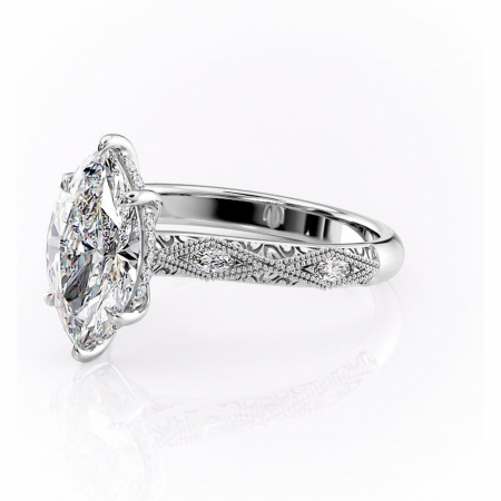 Inel de logodnă Vespera din aur Alb 14kt cu moissanite tăietură marquise – Pietre laterale rafinată pentru profil înalt | Personalizează și configurează gratuit online [6]