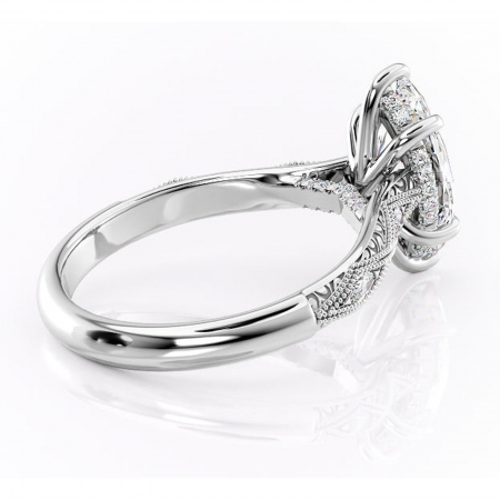 Inel de logodnă Vespera din aur Alb 14kt cu moissanite tăietură marquise – Pietre laterale rafinată pentru profil înalt | Personalizează și configurează gratuit online [2]