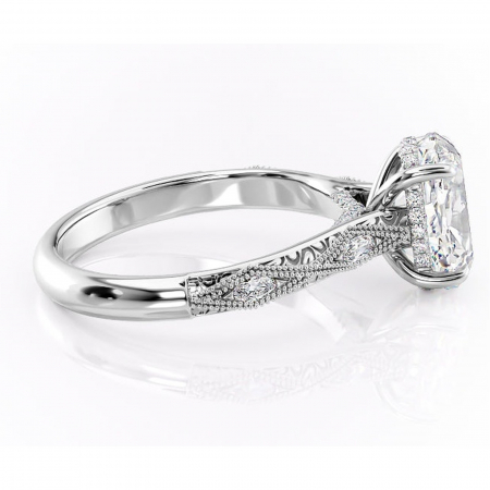 Inel de logodnă Vespera din aur Alb 14kt cu moissanite tăietură ovală – Pietre laterale rafinată pentru profil înalt | Personalizează și configurează gratuit online [1]