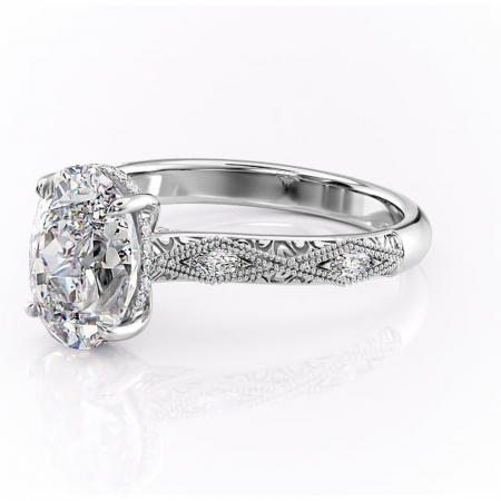 Inel de logodnă Vespera din aur Alb 14kt cu moissanite tăietură ovală – Pietre laterale rafinată pentru profil înalt | Personalizează și configurează gratuit online [6]