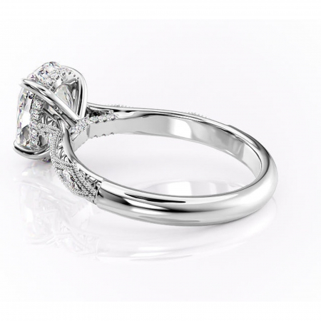 Inel de logodnă Vespera din aur Alb 14kt cu moissanite tăietură ovală – Pietre laterale rafinată pentru profil înalt | Personalizează și configurează gratuit online [4]