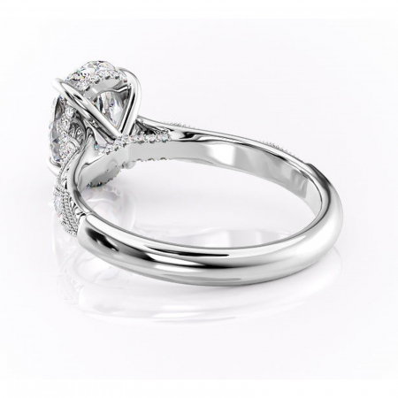 Inel de logodnă Vespera din aur Alb 14kt cu moissanite tăietură ovală – Pietre laterale rafinată pentru profil înalt | Personalizează și configurează gratuit online [3]