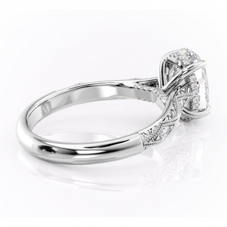 Inel de logodnă Vespera din aur Alb 14kt cu moissanite tăietură ovală – Pietre laterale rafinată pentru profil înalt | Personalizează și configurează gratuit online [2]