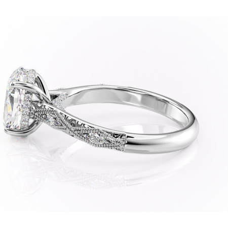 Inel de logodnă Vespera din aur Alb 14kt cu moissanite tăietură ovală – Pietre laterale rafinată pentru profil înalt | Personalizează și configurează gratuit online [5]